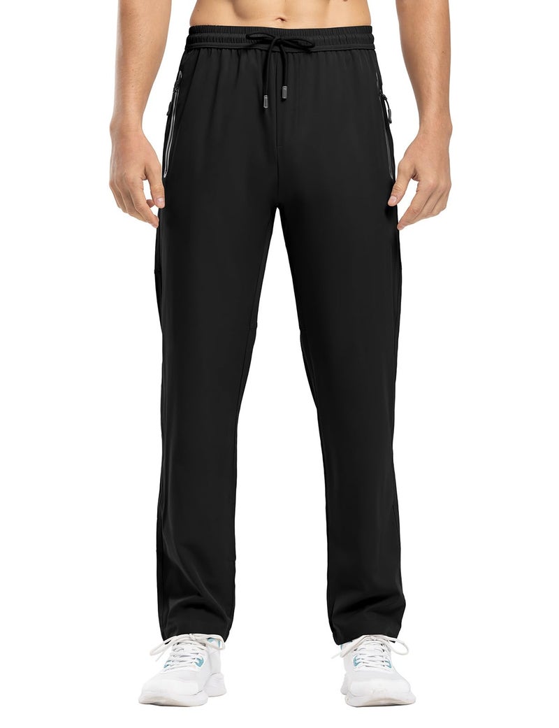 Rdruko Men's Casual Pants Lightweight Quick Dry Hiking Workout Running Sports Sweat Pants with Pockets(Black, US M) - Image 5